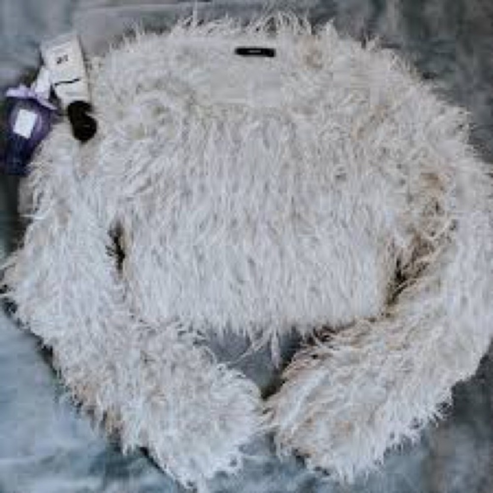 Fuzzy White Cropped Sweater